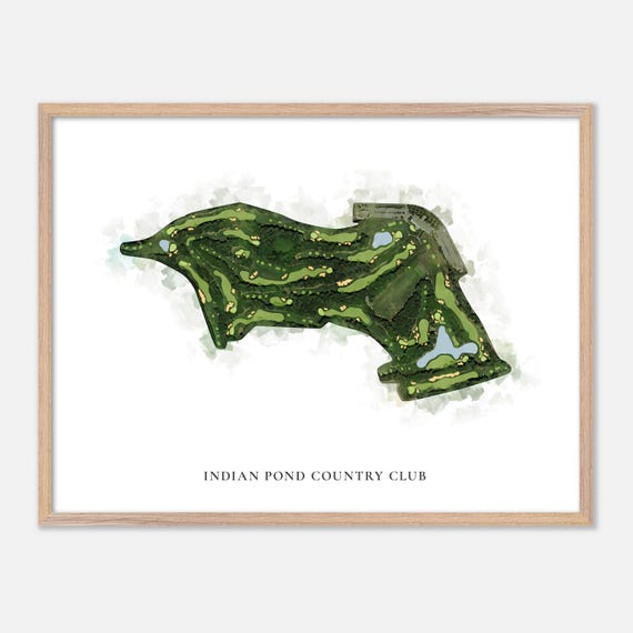 Indian Pond Country Club In Kingston Massachusetts Classic Watercolor Map Golfer Gift Golf Wall Art Golf Poster Print Course Layout