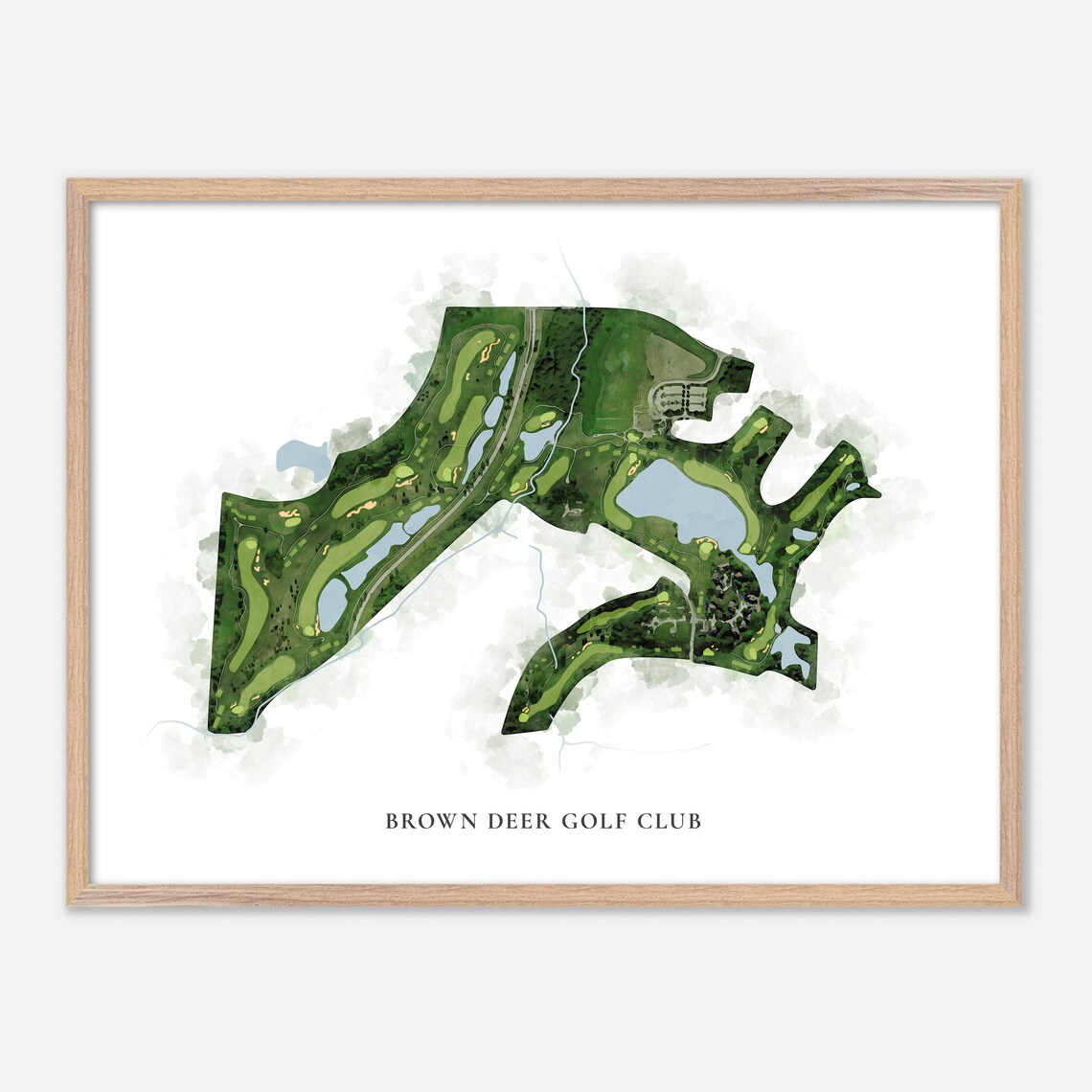 Brown Deer Golf Club Coralville Iowa Classic Watercolor Map Poster