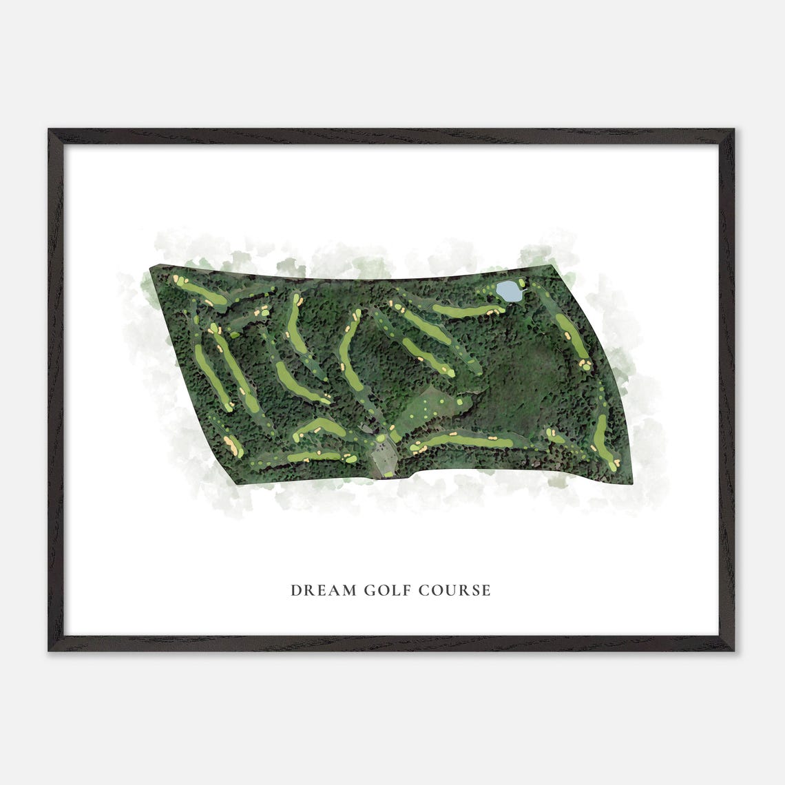 Dream Golf Course Watercolor Aerial Woodland Layout Map Poster - Image 5