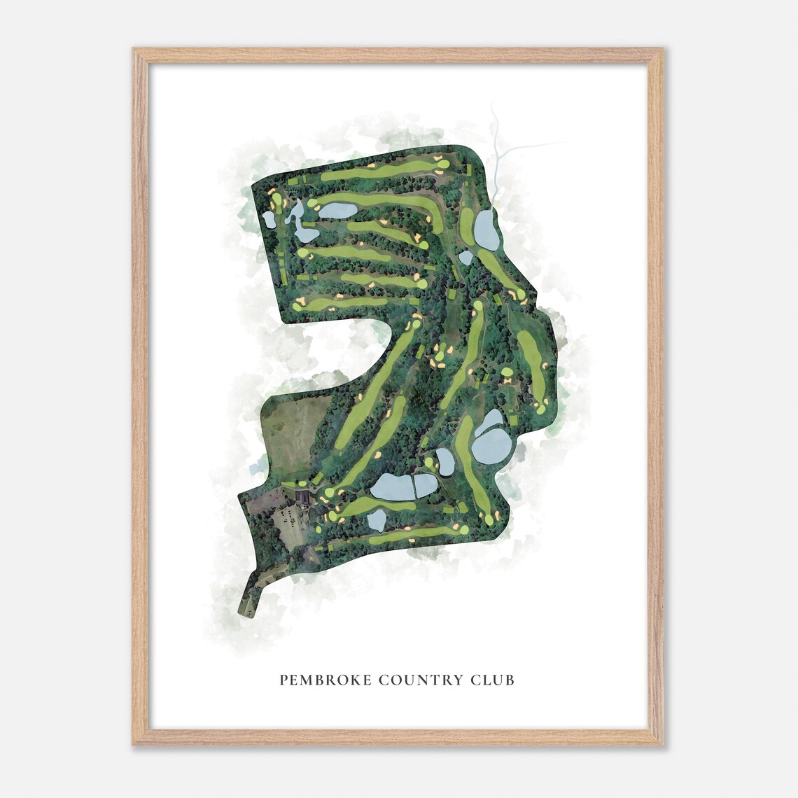 Pembroke Country Club Massachusetts Classic Watercolor Aerial Poster - Image 2