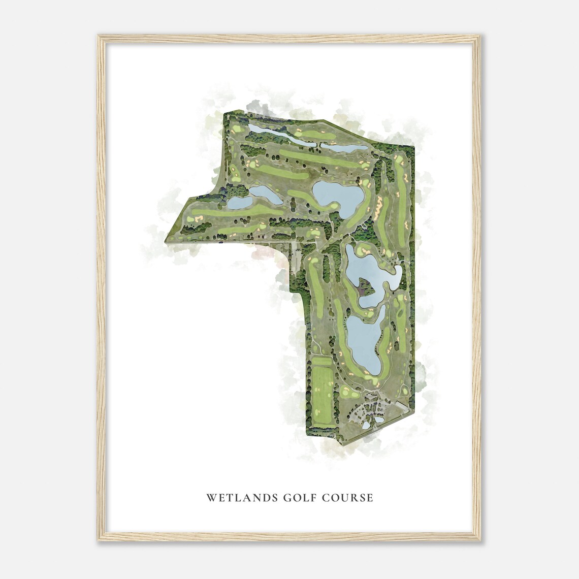 Wetlands Golf Course Louisiana Classic Watercolor Map Golf Poster