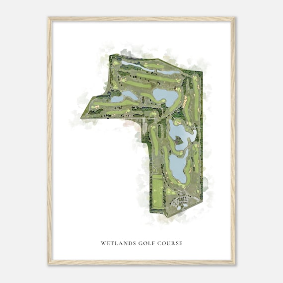 Wetlands Golf Course Louisiana Classic Watercolor Map Golf Poster