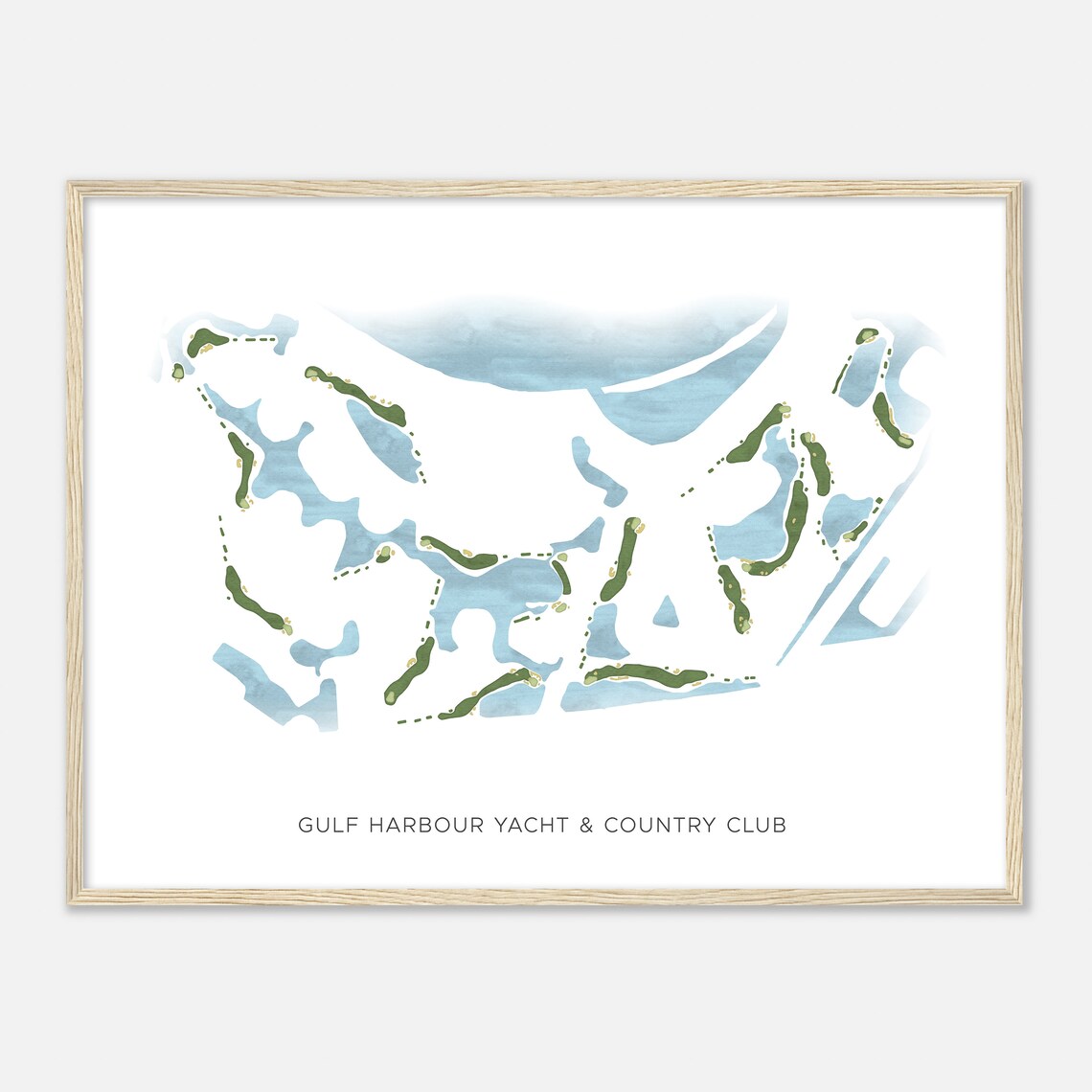 Gulf Harbour Yacht & Country Club Modern Watercolor Course Map Poster - Image 2