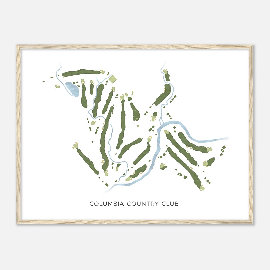 Columbia Country Club Modern Minimalist Watercolor Map Wall Art - Image 2
