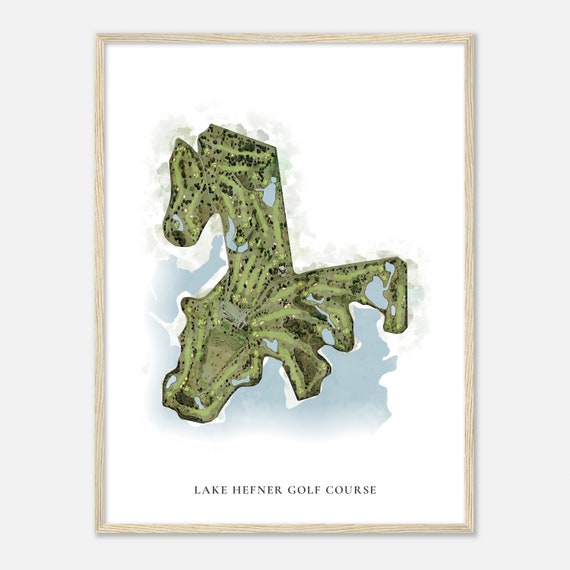 Lake Hefner Golf Course Oklahoma Classic Watercolor Map Golfer Gift Golf Wall Art Golf Poster Print Course Layout