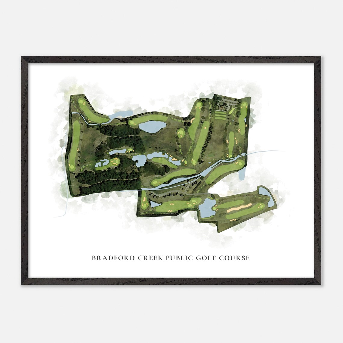 Bradford Creek Public Golf Course Greenville NC Classic Watercolor Golf Map Poster - Image 5