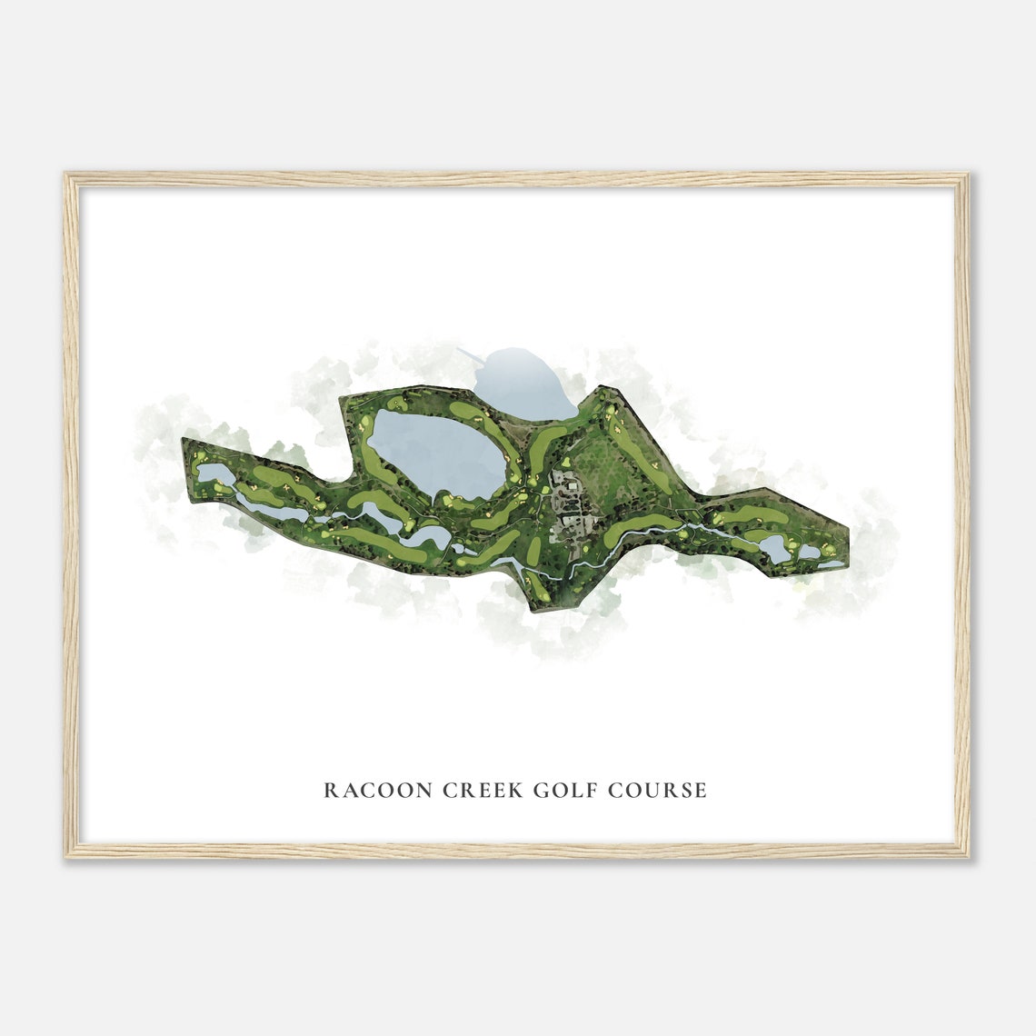 Racoon Creek Golf Course Classic Watercolor Map Poster Art Gift