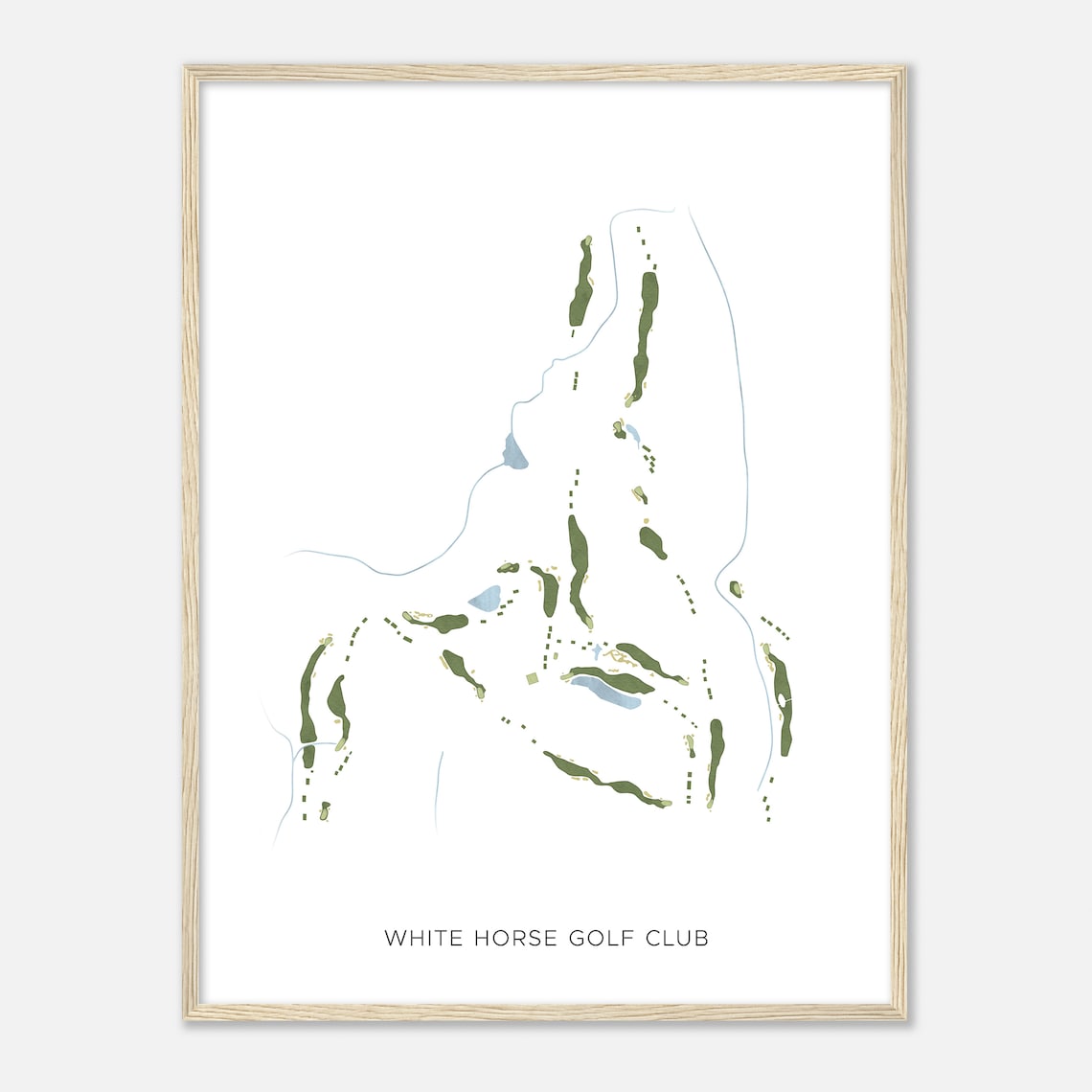 White Horse Golf Club Minimalist Watercolor Fairway Map Poster - Image 2