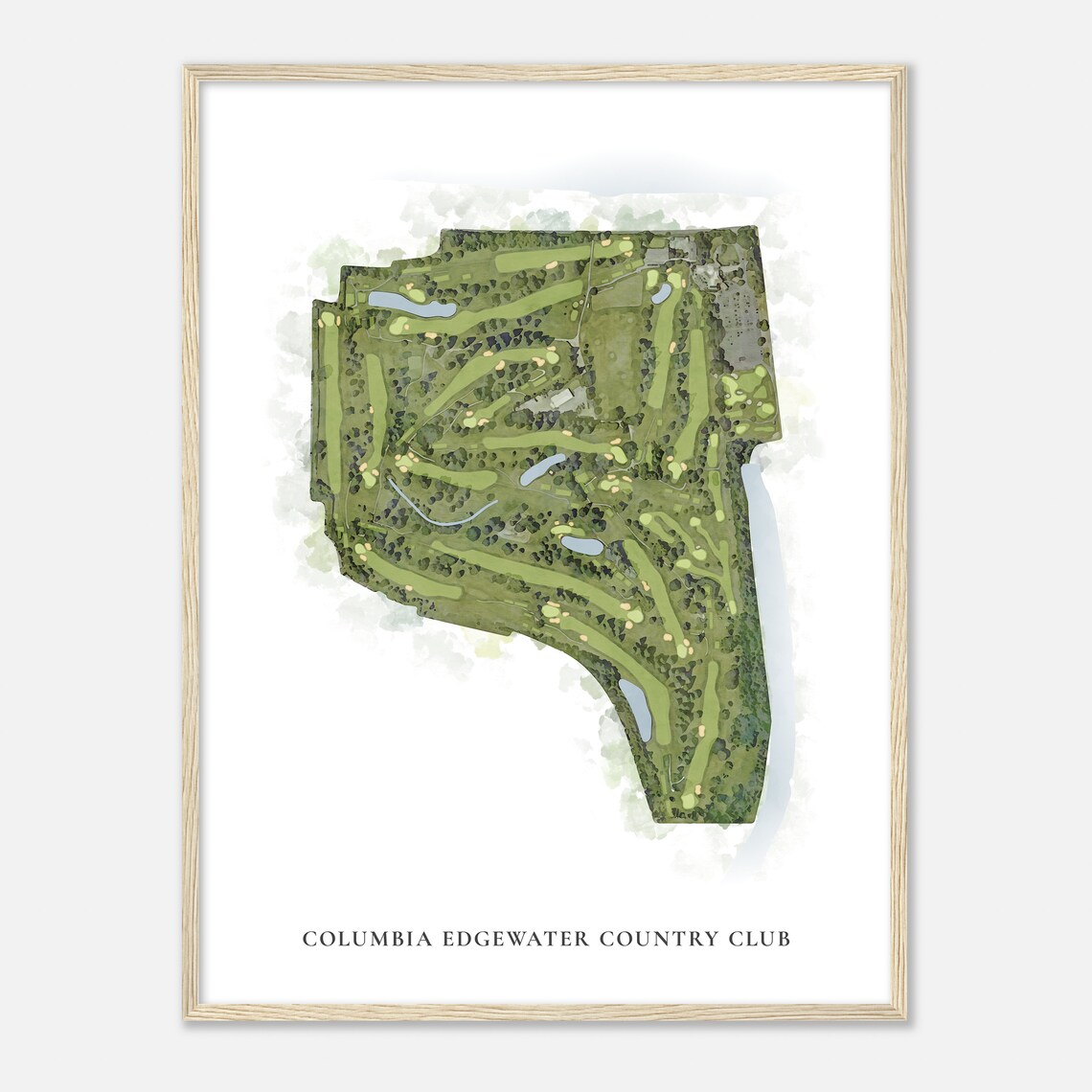Columbia Edgewater Country Club Oregon Classic Watercolor Poster