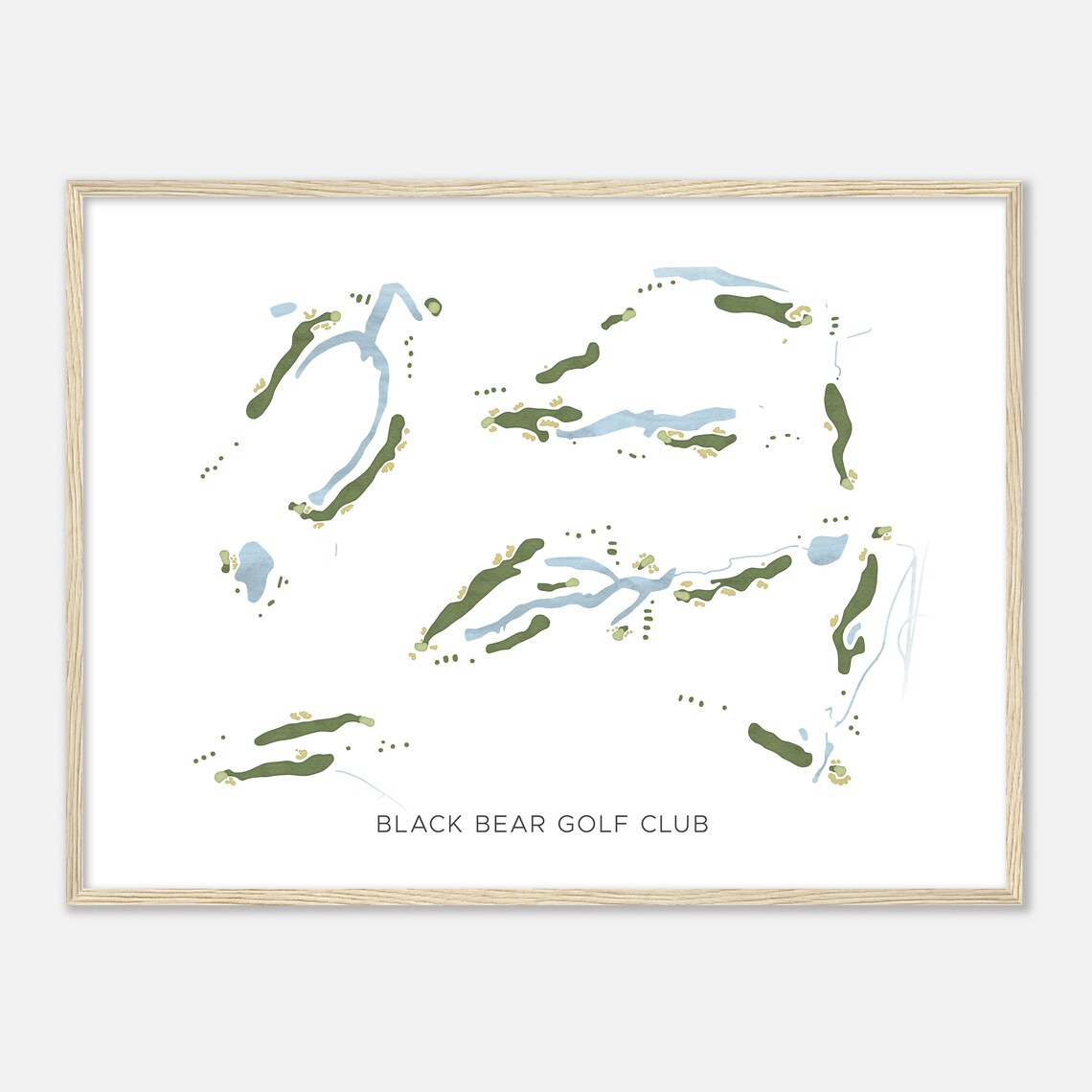 Lovely Black Bear Golf Club Modern Watercolor Map Poster Art