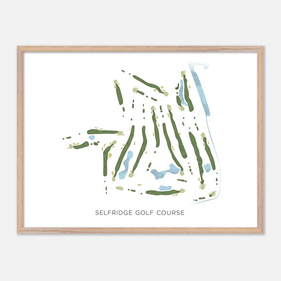Selfridge Golf Course Selfridge Michigan Watercolor Course Map Poster
