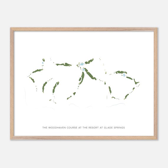 The Woodhaven Course At The Resort At Glade Springs In Shady Spring West Virginia Modern Watercolor Map Golfer Gift Golf Wall Art