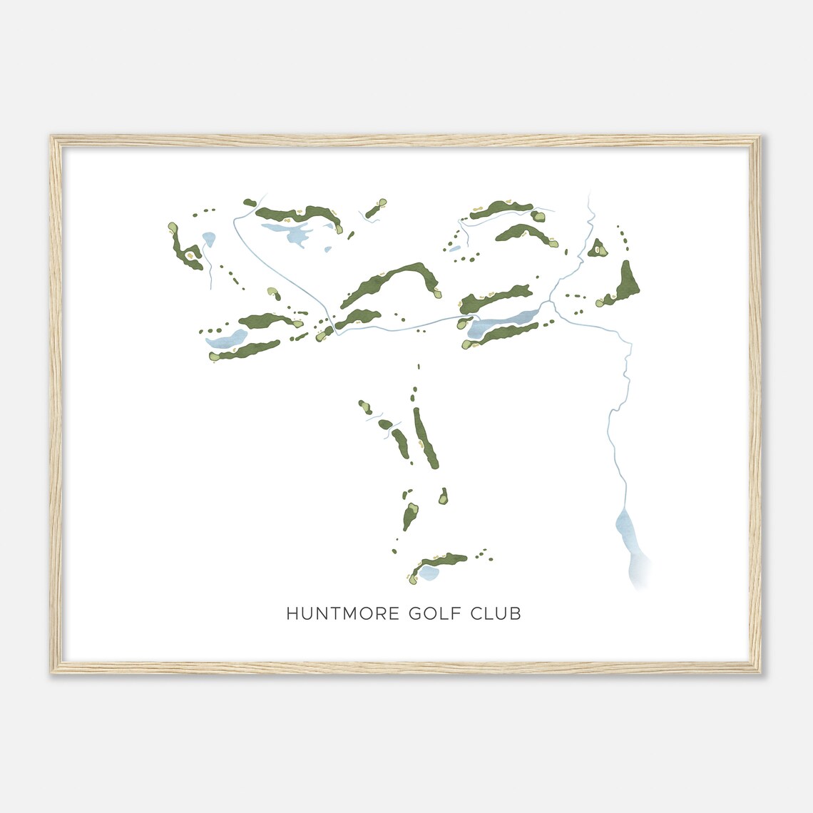 Huntmore Golf Club Michigan Modern Watercolor Map Golfer Gift Golf Wall Art Golf Poster Print Course Layout