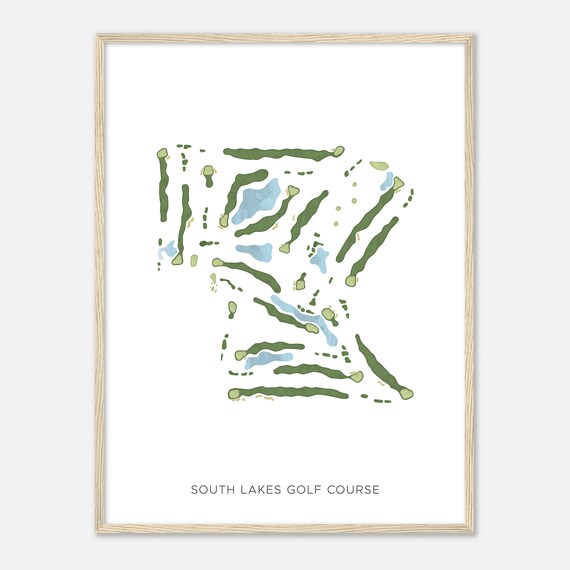 South Lakes Golf Course Modern Watercolor Golf Course Map Poster