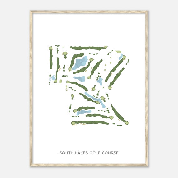 South Lakes Golf Course Oklahoma Modern Watercolor Map Golfer Gift Golf Wall Art Golf Poster Print Course Layout