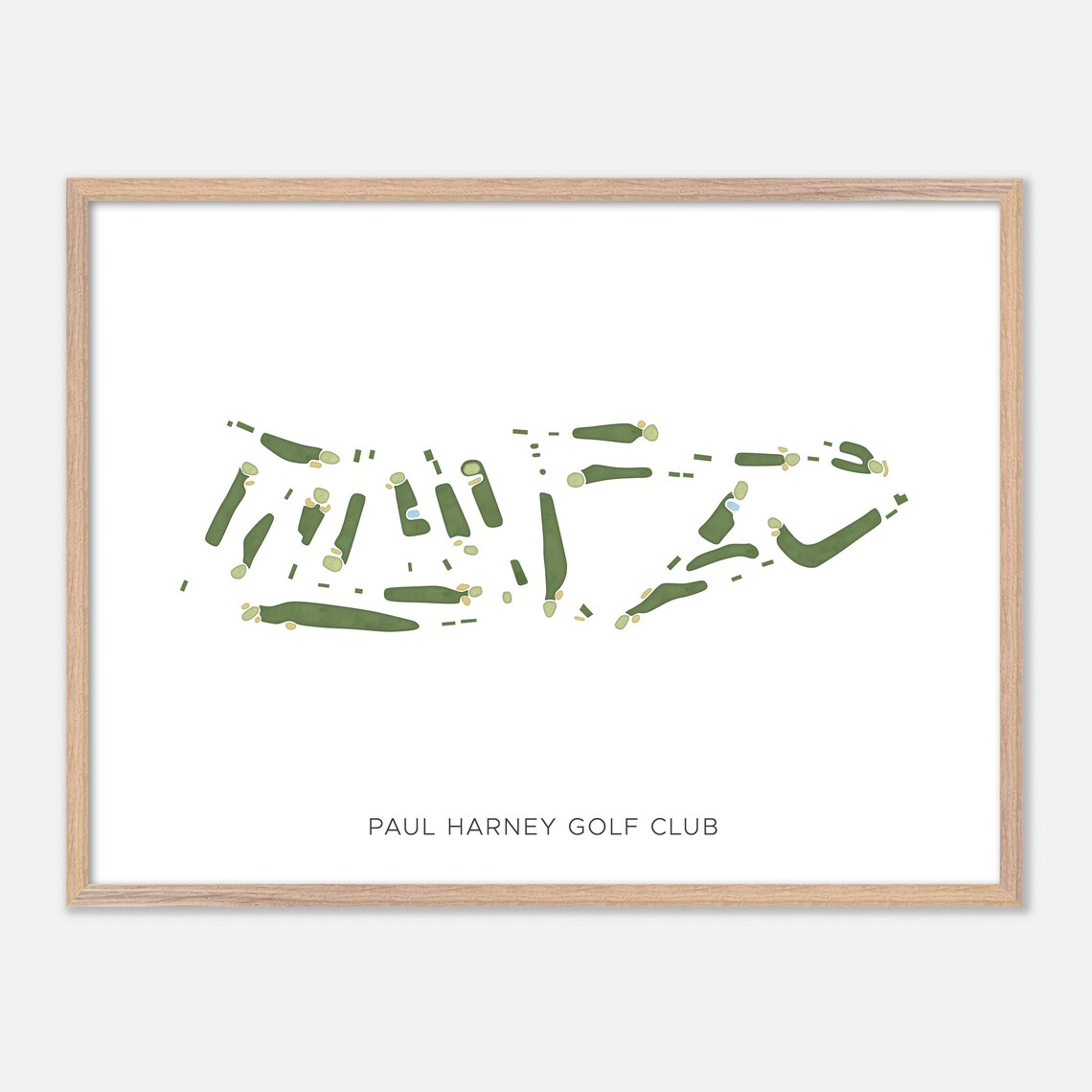 Paul Harney Golf Club Modern Minimalist Watercolor Map Poster