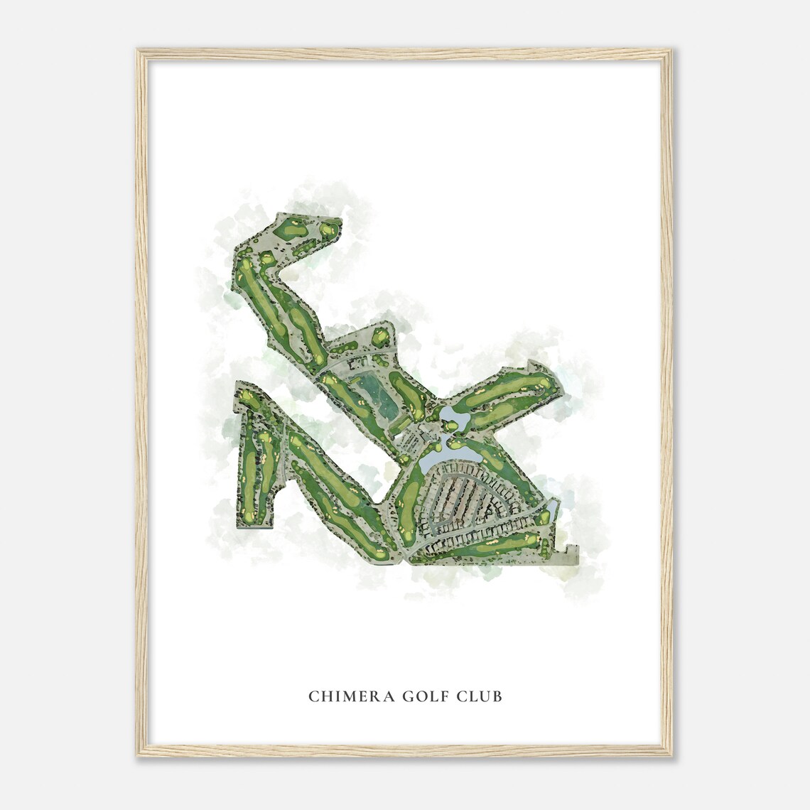 Chimera Golf Club Watercolor Aerial Scenic Course Map Poster - Image 2