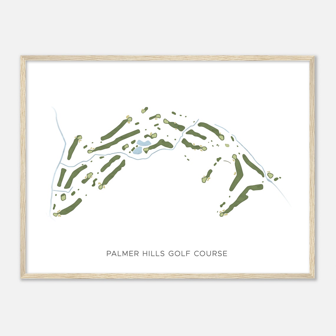 Palmer Hills Golf Course Modern Watercolor Layout Map Gift Print - Image 2