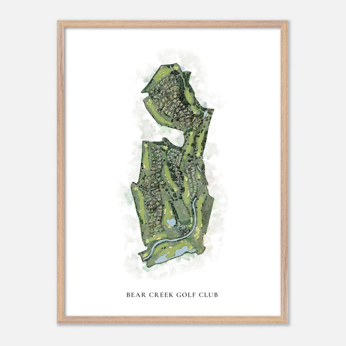 Bear Creek Golf Club Classic Watercolor Golf Course Map Art Poster - Image 2