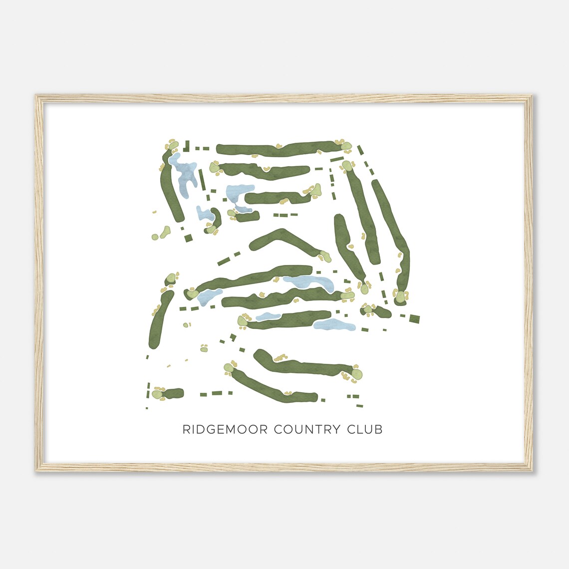 Ridgemoor Country Club Modern Minimal Golf Hole Map Print Gift