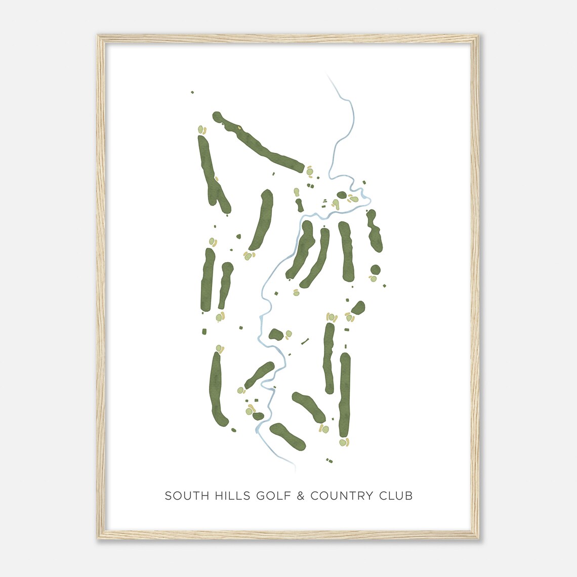 South Hills Golf Country Club Minimalist Course Map Wall Art - Image 2