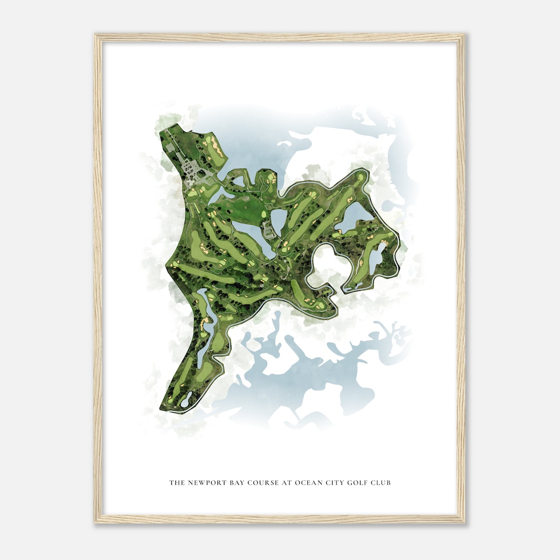 The Newport Bay Course at Ocean City Golf Club Classic Watercolor Golf Course Map Poster - Image 2