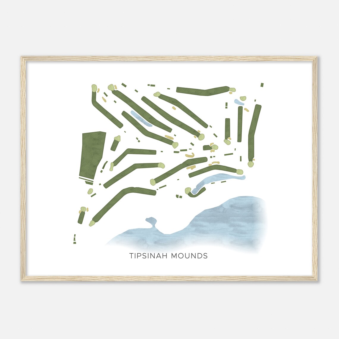 Tipsinah Mounds Minnesota Modern Minimal Watercolor Golf Map Poster