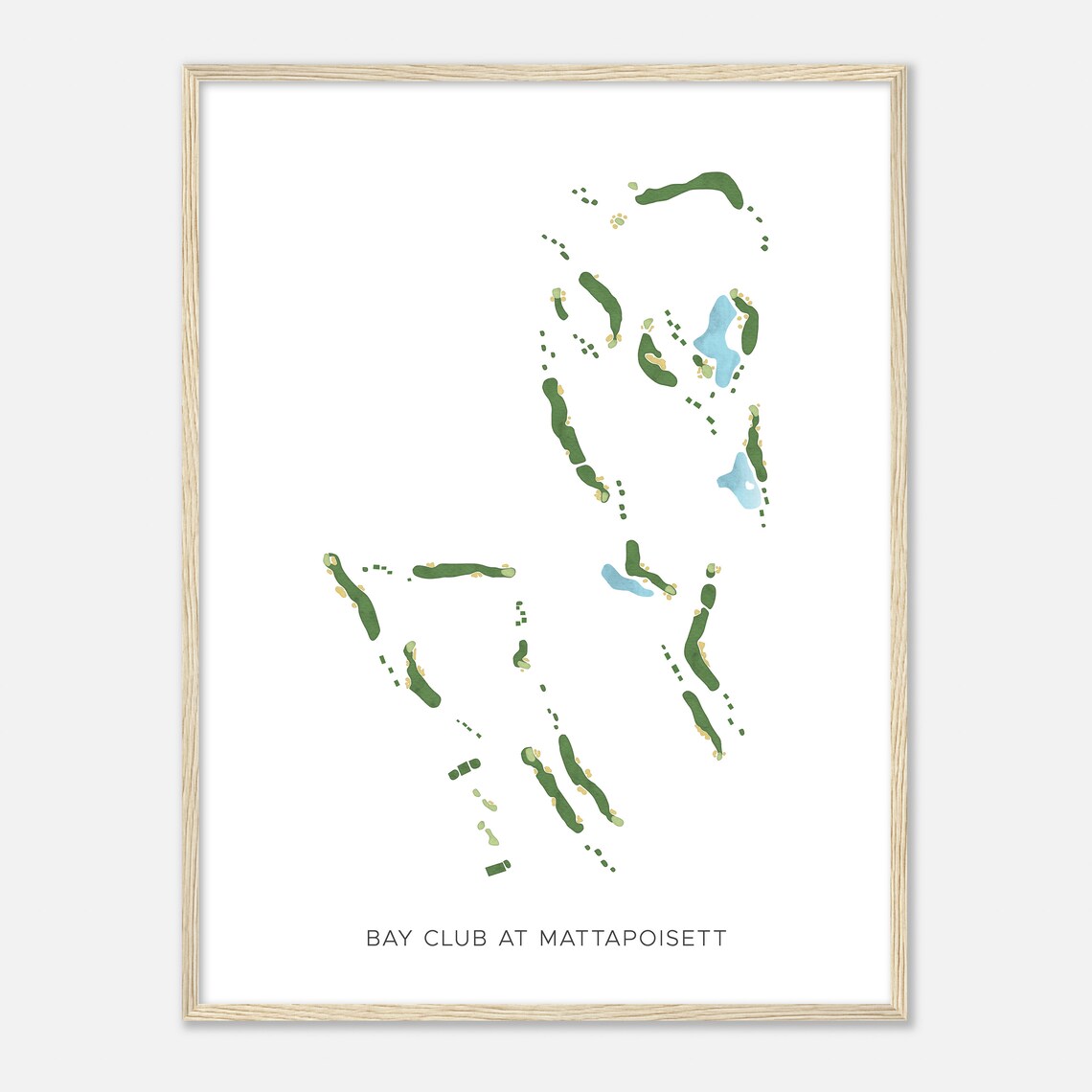 Bay Club at Mattapoisett Modern Watercolor Golf Course Map Art Poster
