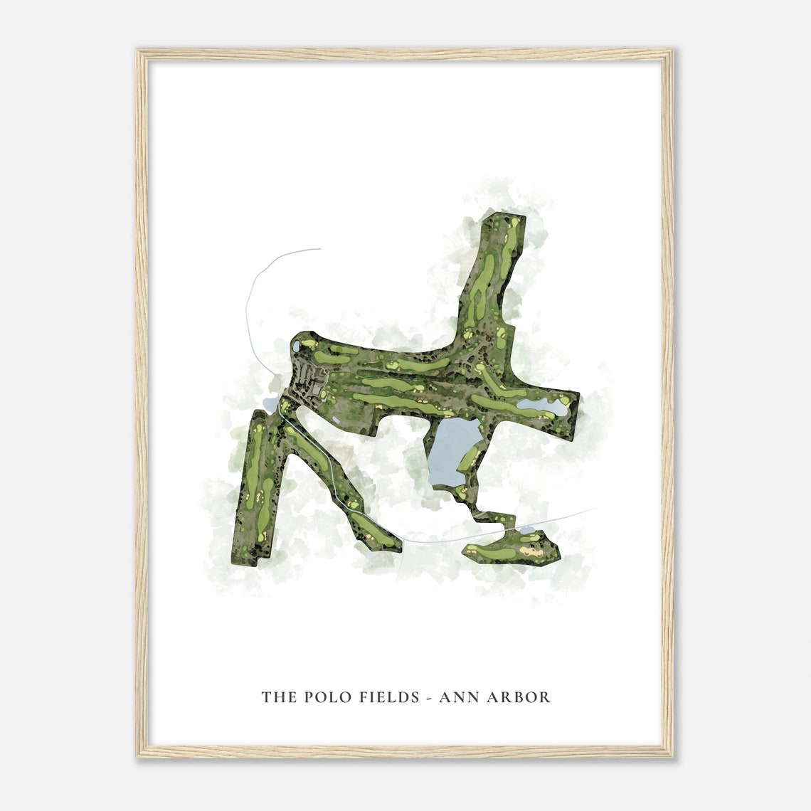 The Polo Fields Ann Arbor Michigan Classic Golf Course Map Poster - Image 2