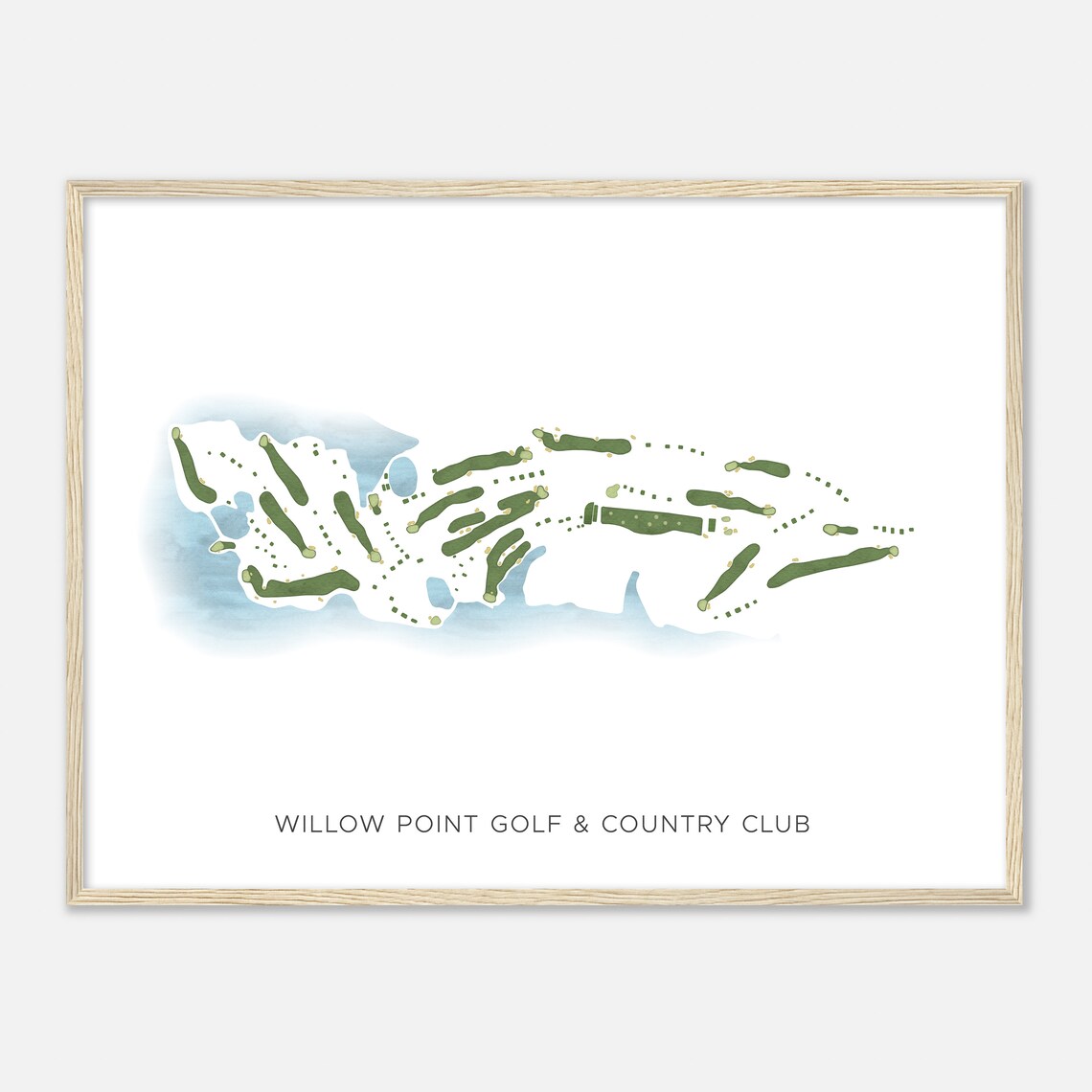 Willow Point Golf and Country Club Alabama Modern Watercolor Golf Map Poster - Image 2