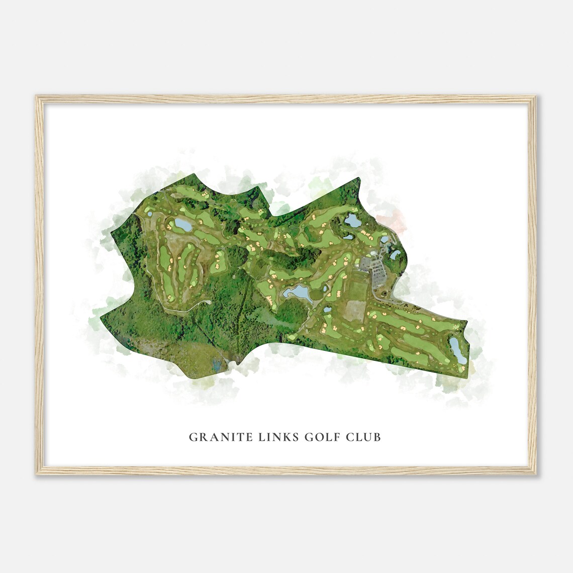 Granite Links Golf Club Massachusetts Classic Watercolor Map Golfer Gift Golf Wall Art Golf Poster Print Course Layout