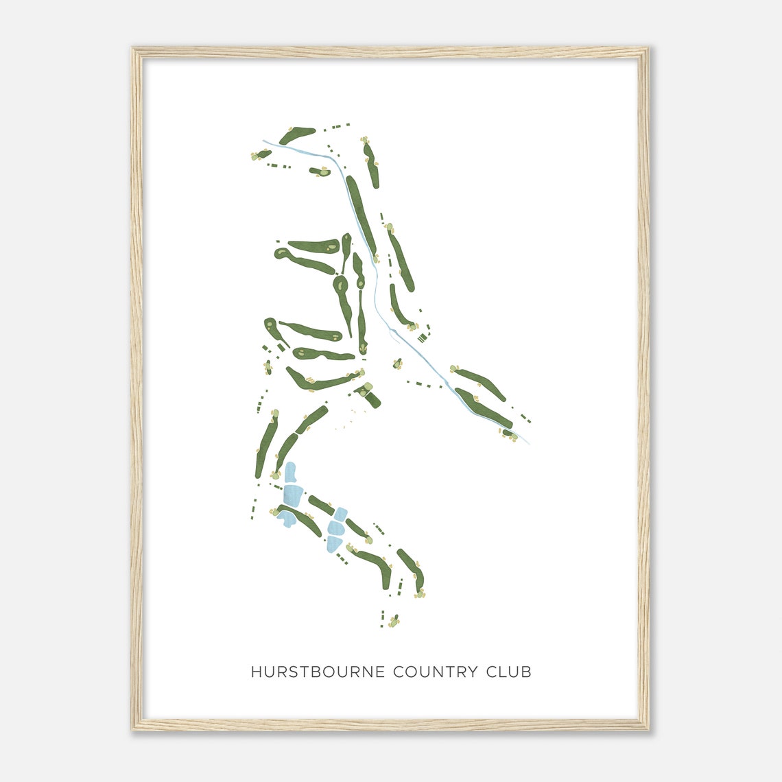 Hurstbourne Country Club Kentucky Modern Watercolor Course Map Poster