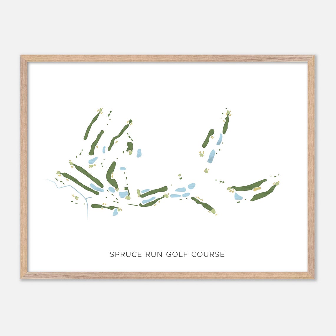 Spruce Run Golf Course Minimal Watercolor Fairway Map Poster