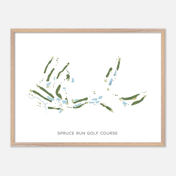 Spruce Run Golf Course Minimal Watercolor Fairway Map Poster
