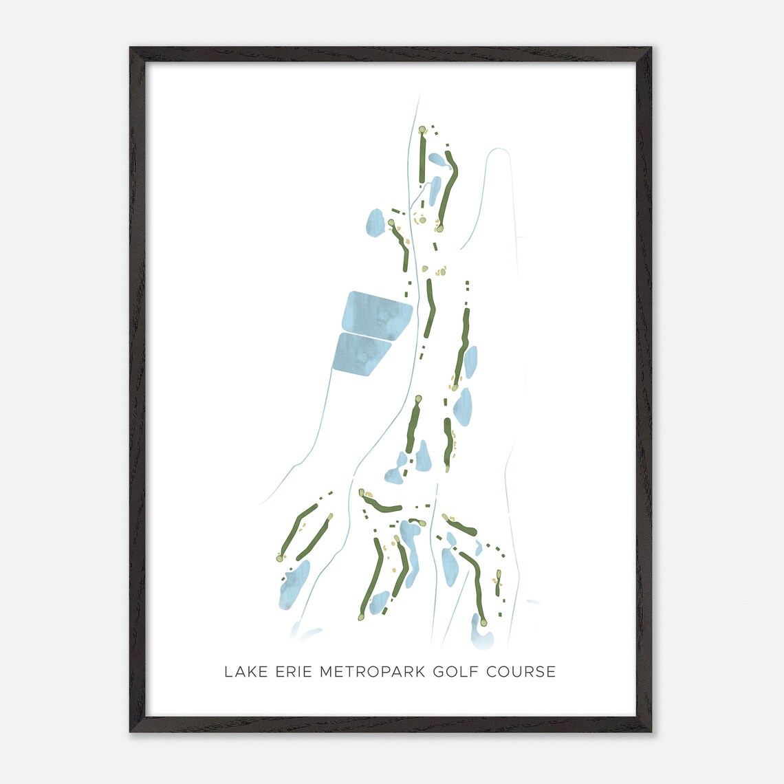 Lake Erie Metropark Golf Course Michigan Modern Watercolor Map Poster - Image 3