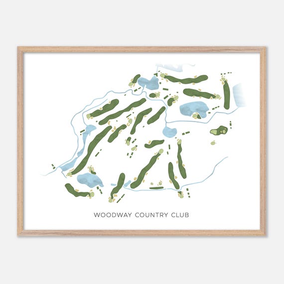 Woodway Country Club In Darien Connecticut Modern Watercolor Map Golfer Gift Golf Wall Art Golf Poster Print Course Layout