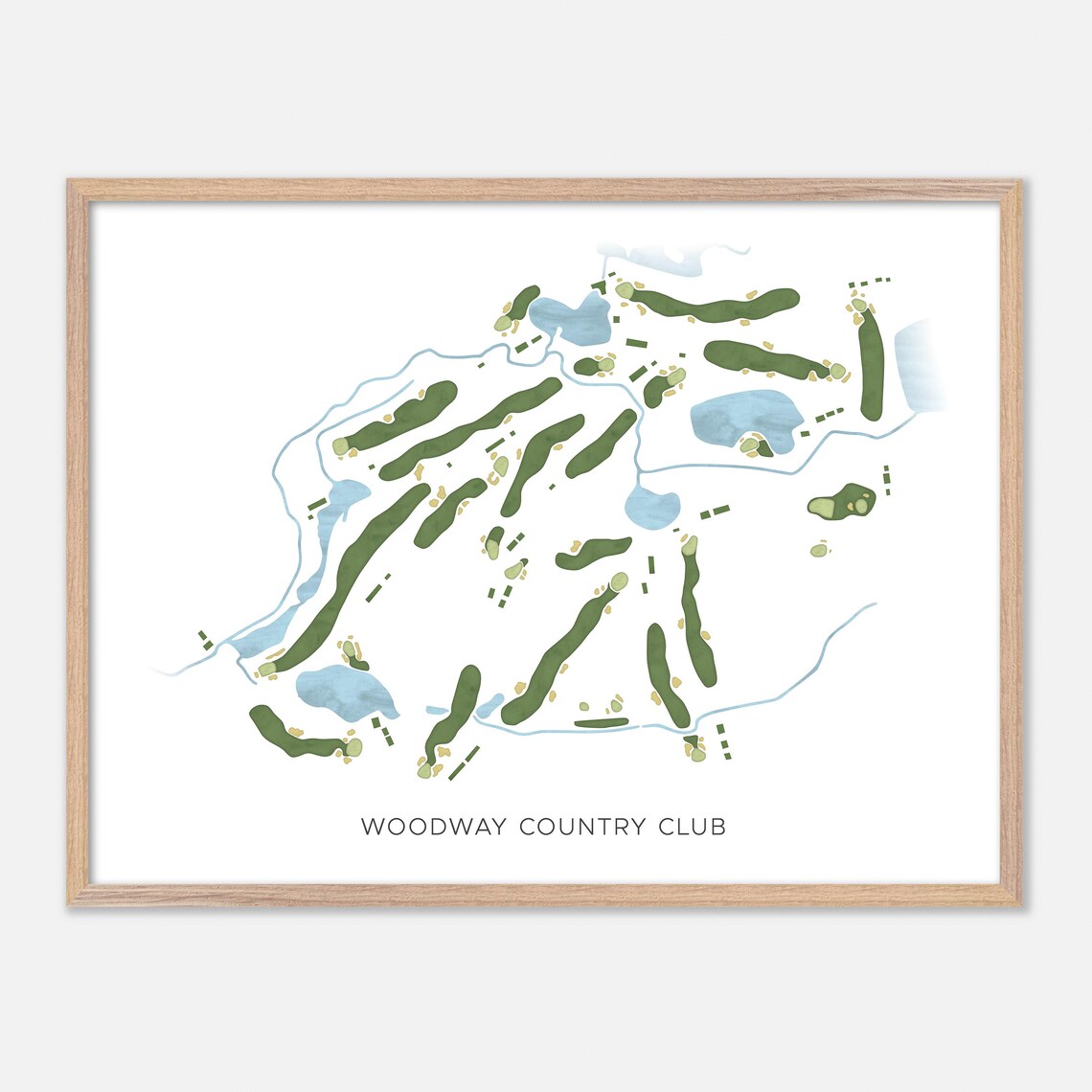 Woodway Country Club Modern Watercolor Golf Course Map Art Print