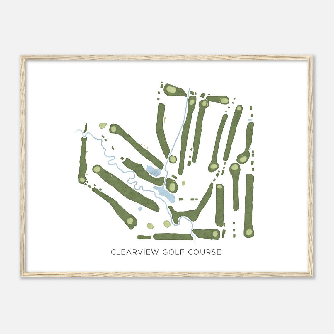 Clearview Golf Course Ohio Modern Watercolor Course Map Poster