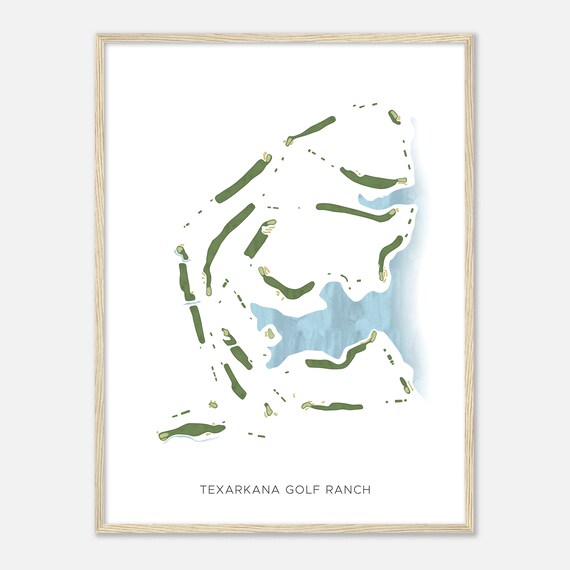 Texarkana Golf Ranch Texas Modern Watercolor Map Golf Poster