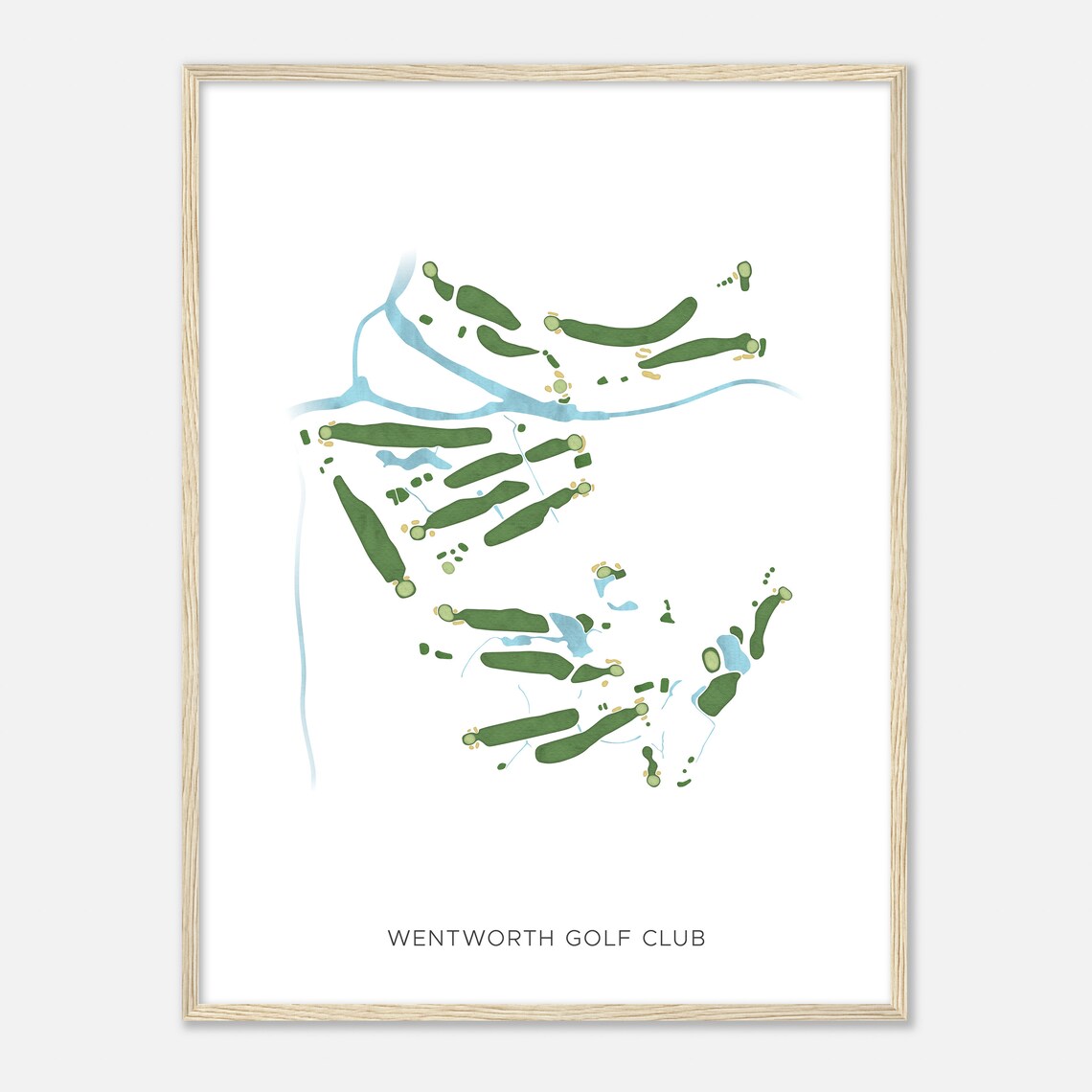 Wentworth Golf Club Modern Watercolor Golf Course Map Poster - Image 2