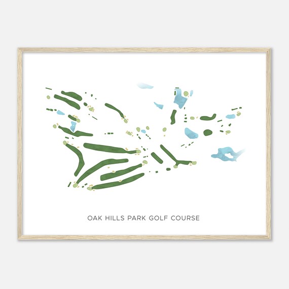 Oak Hills Park Golf Course Connecticut Modern Watercolor Map Golfer Gift Golf Wall Art Golf Poster Print Course Layout