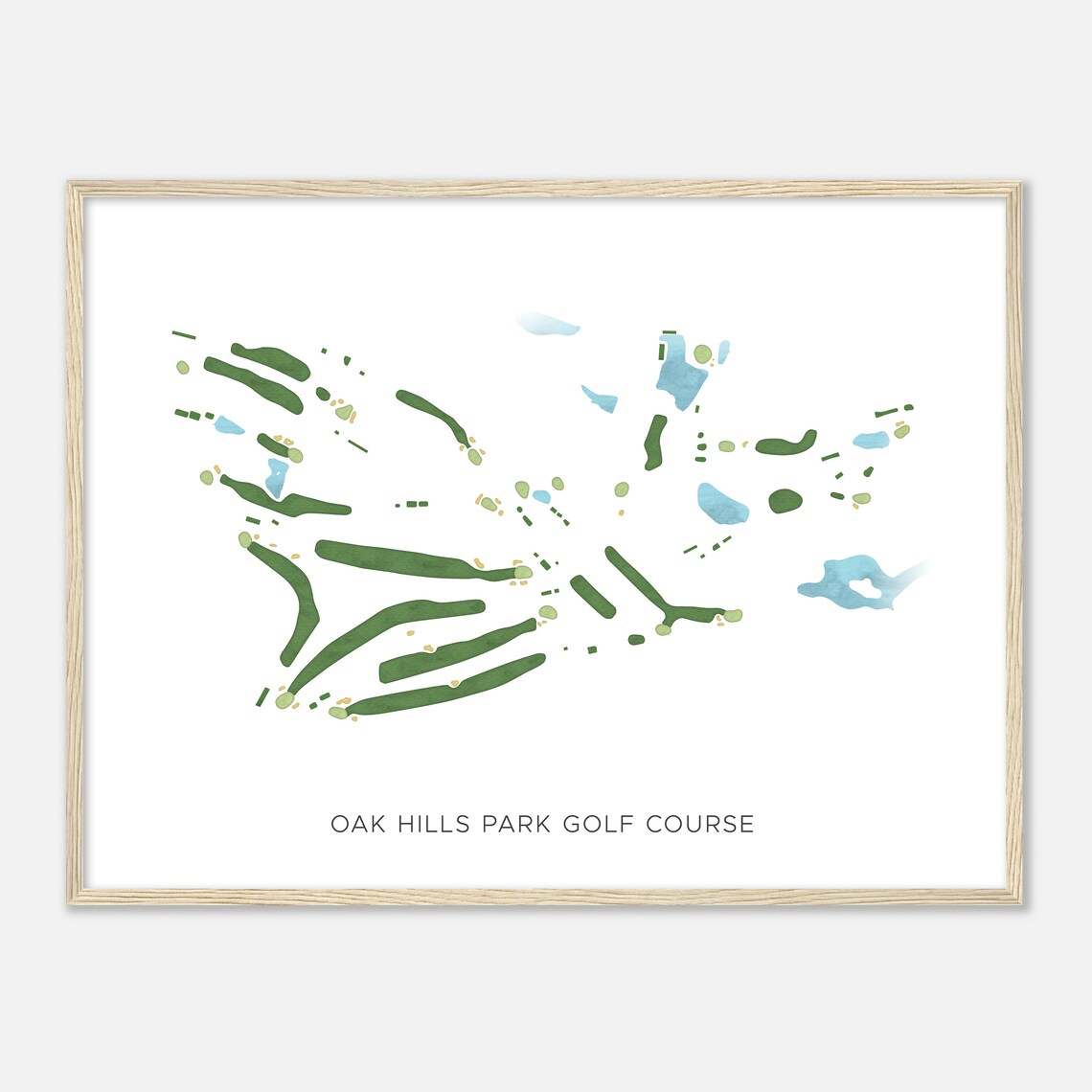 Oak Hills Park Golf Course Connecticut Modern Watercolor Map Golfer Gift Golf Wall Art Golf Poster Print Course Layout