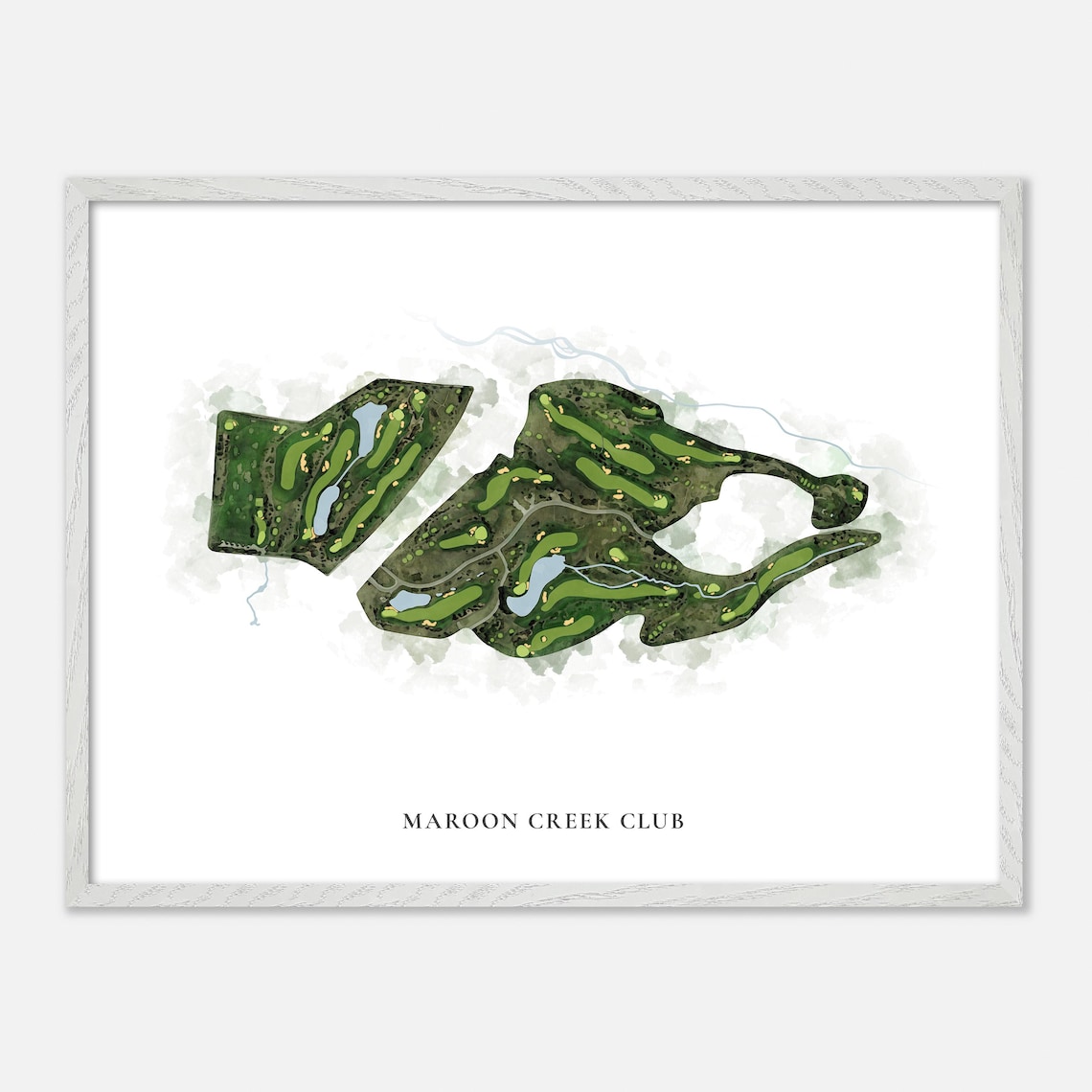 Maroon Creek Club Golf Course Classic Watercolor Fairway Map Poster - Image 4