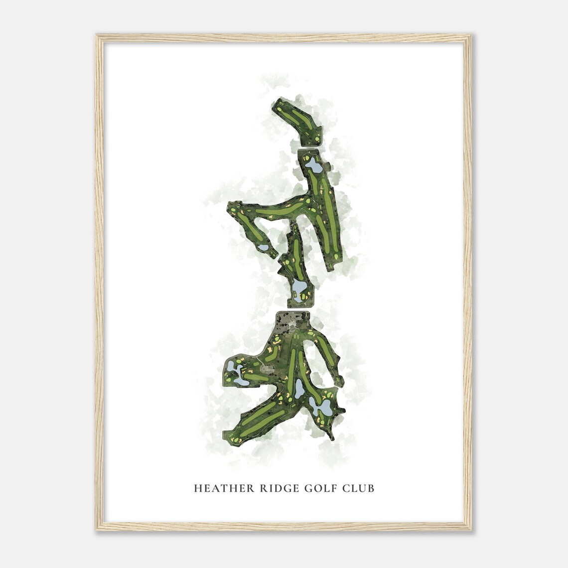 Heather Ridge Golf Club Classic Detailed Watercolor Map Print - Image 2