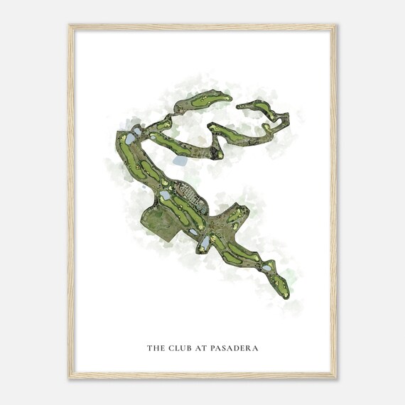 The Club At Pasadera California Classic Watercolor Map Golfer Gift Golf Wall Art Golf Poster Print Course Layout