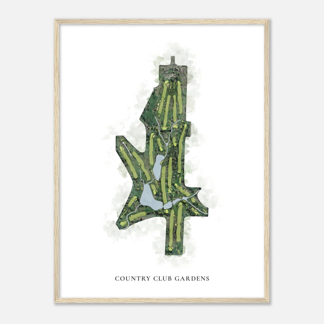 Country Club Gardens Watercolor Aerial Golf Course Map Poster - Image 2