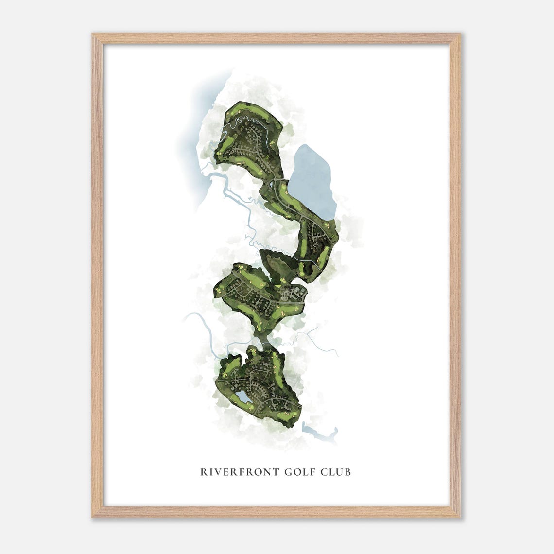 Riverfront Golf Club Course Watercolor Aerial Map Art Poster - Image 6