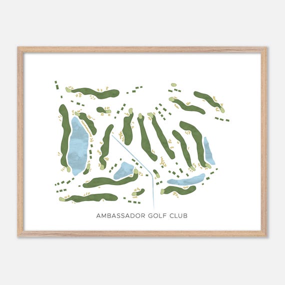 Ambassador Golf Club In Windsor Canada Modern Watercolor Map Golfer Gift Golf Wall Art Golf Poster Print Course Layout