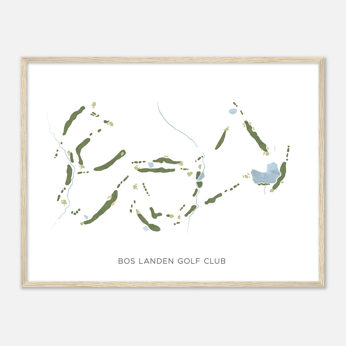 Bos Landen Golf Club Iowa Modern Minimalist Golf Course Map Art Poster