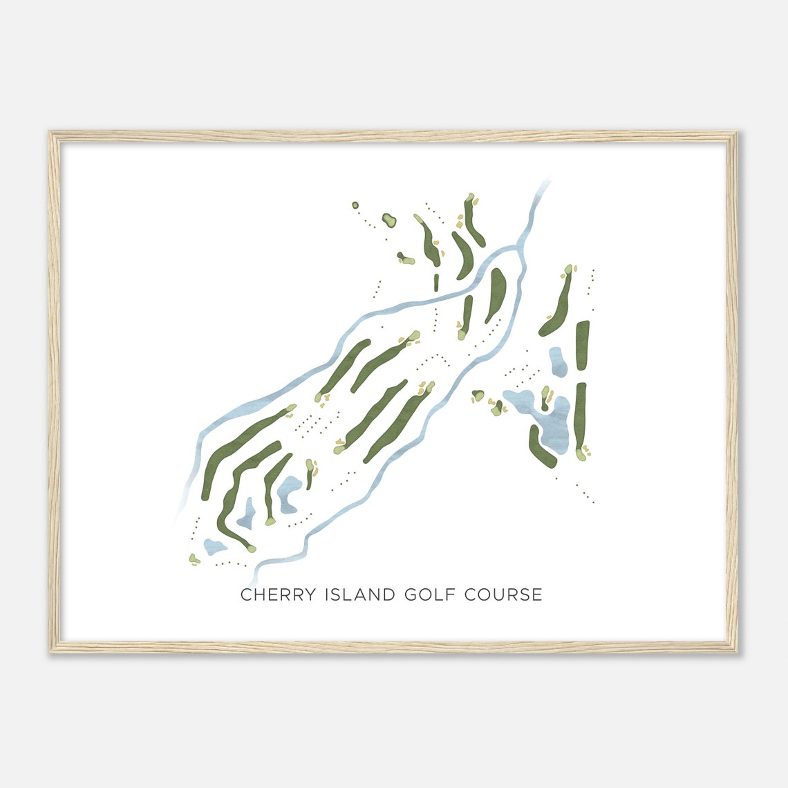 Cherry Island Golf Course California Watercolor Layout Map Poster - Image 2
